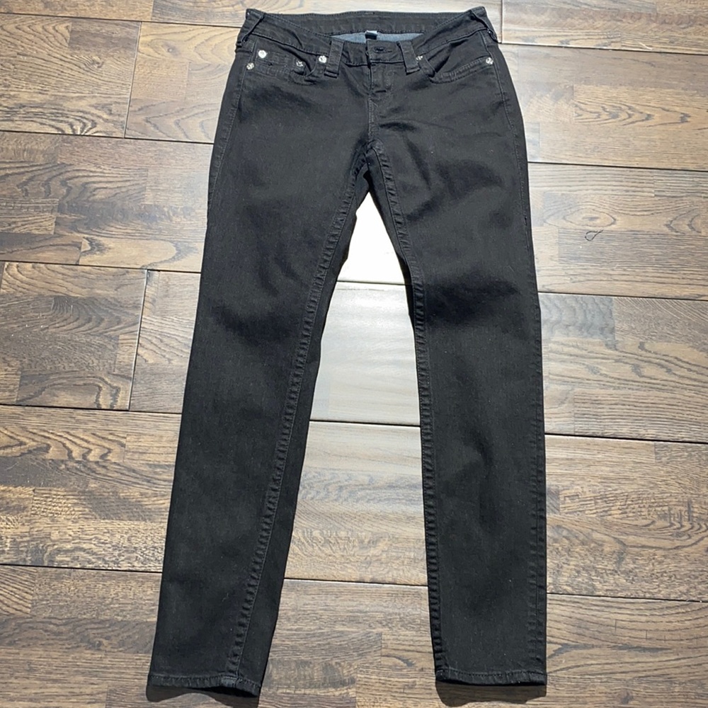 TRUE RELIGION Black Diamond Skinny Jeans Size 28